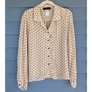 Jones New York Polka Dot Silk Button-Down Top